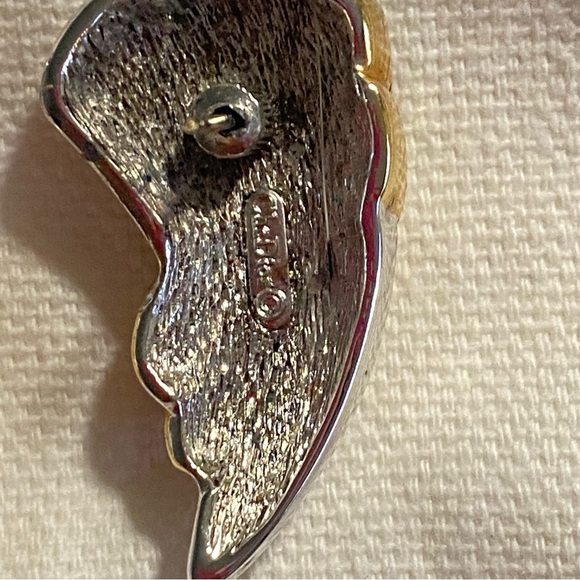 Rare Vintage Christian Dior Angel Wings Pierced Earrings in Silver/Gold With CZs - Picture 3 of 7